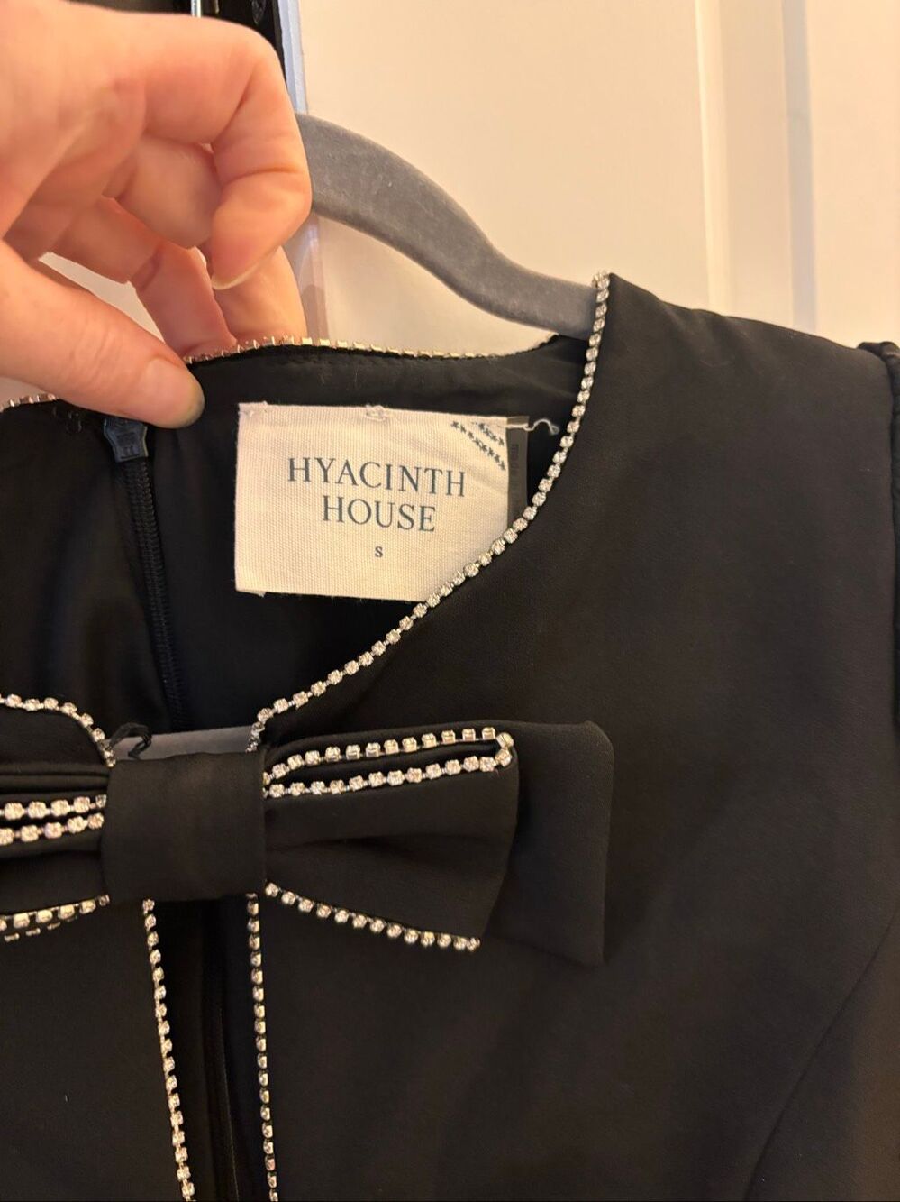 NWT Hyacinth House Blair Black Embellished Bow Long Sleeve Mini Dress, Small $17 - Picture 6 of 11